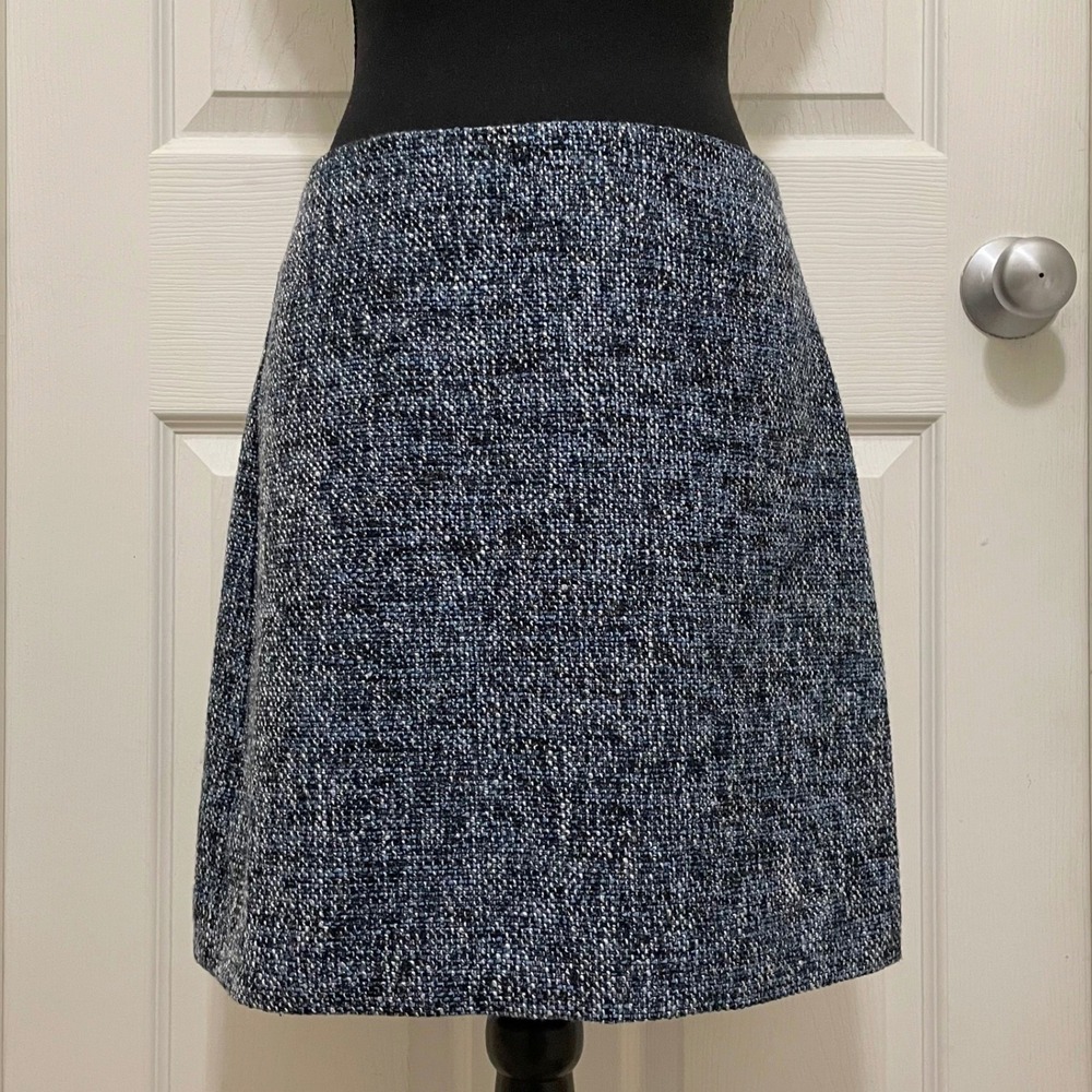 LOFT Outlet Petite Tweed A-Line Mini Skirt Blue Size 4P Office Preppy Academia